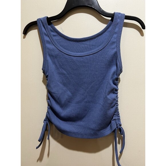 Shein Tank Crop Top Blue Ribbed ~ Size Small - Picture 1 of 6